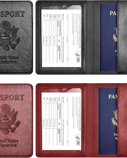 Eoehro Passport Holder for Travel Essentials-2Pack, Passport Wallet Cover Case for Travel Must Haves Accessories,Passport Book Holders for Women and Men