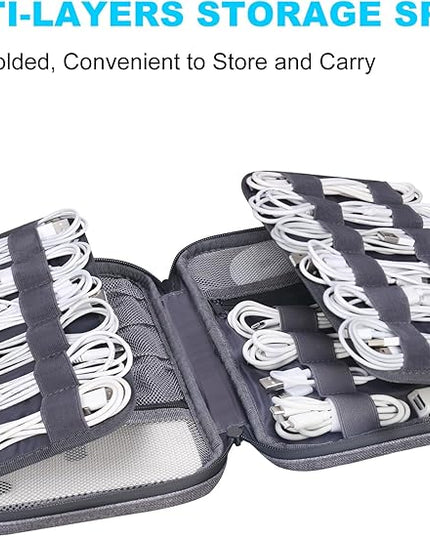 Lacdo Cord Organizer Travel, Cable Organizer Bag Case, Portable Electronics Organizer travel Case, 6 Layer Large Capacity Charging Cords Storage organizer for Cables, SD Card, Travel Essentials, Gray
