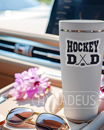 (3pcs) Hockey Dad Sticker – Gifts for Dad on Father’s Day, Waterproof Vinyl Decal for Water Bottle, Laptop, Tumbler, Book, Phone – Hockey Stickers for Daddy Papa Father, 3" x 2.3"