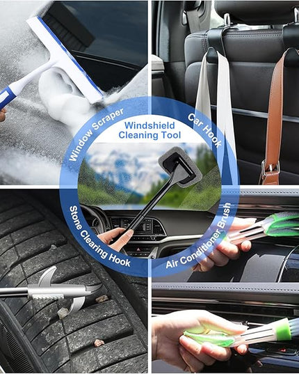 AUTODECO 43Pcs Car Wash Detailing Kit Cleaning Kits with Foam Gun Sprayer Long Handle Mop Car Vacuum Drill Brush Large Wash Mitt Towels Complete Interior Exterior Car Washing Supply Set Blue