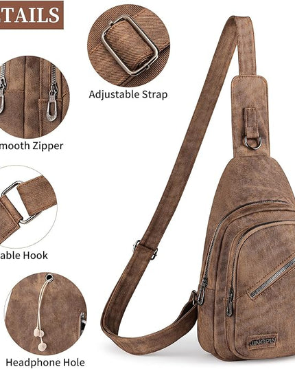 FALAN MULE Crossbody Bags for Women Trendy Leather Sling Chest Bag Fanny Packs for Women