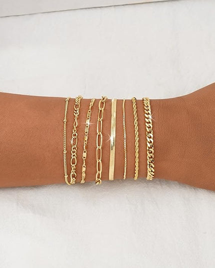 BERISO Gold Bracelets for Women, Elegant Adjustable 14K Gold Plated Bracelet for Women, Trendy Minimalist Dainty Gold Bracelet for Everyday Wear
