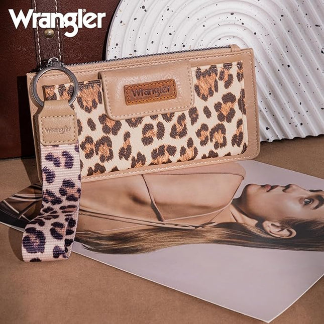 Montana West X Wrangler Wallet for Women Ladies Female Card Cases & Money Organizers Wristlet with Wallet Large Clutch with Coin Purse Smooth Zipper and Rfid Lining