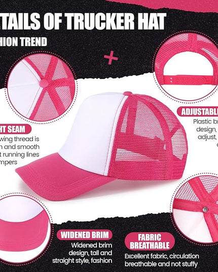 10 Pcs Sublimation Blank Trucker Hats Bulk Mesh Baseball Cap Polyester Mesh Trucker Hat for Men and Women