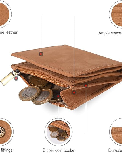 Oak Leathers Wallet For Women Full Grain Leather - Small RFID Coin Purse Credit Card & ID Holder for Ladies,Bifold Wallets for Teenager | Small, RFID, Coin Purse, for Ladies, for Teenager