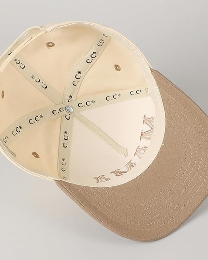 MIRMARU Two-Tone Vintage Canvas Trucker Hats for Men & Women, Adjustable Size Baseball Caps with Trendy Embroidered Design