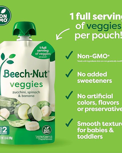 Beech-Nut Baby Food Pouches Variety Pack, Veggie Purees, 3.5 oz (18 Pack)