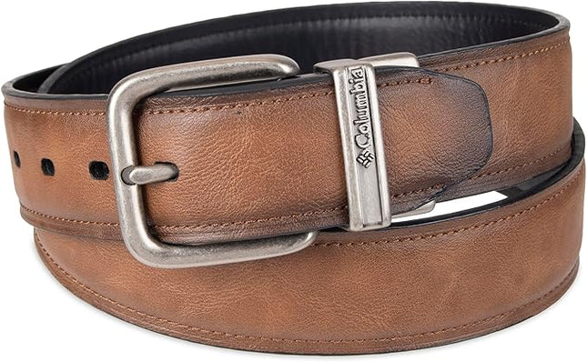 Columbia Men's 2-in-1 Reversible Casual Leather Belt for Versatile Everyday Style