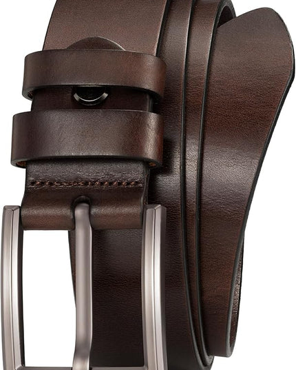 WOLFANT Men's 1.5" Full Grain Leather Belt,100% Italian Real Solid Leather