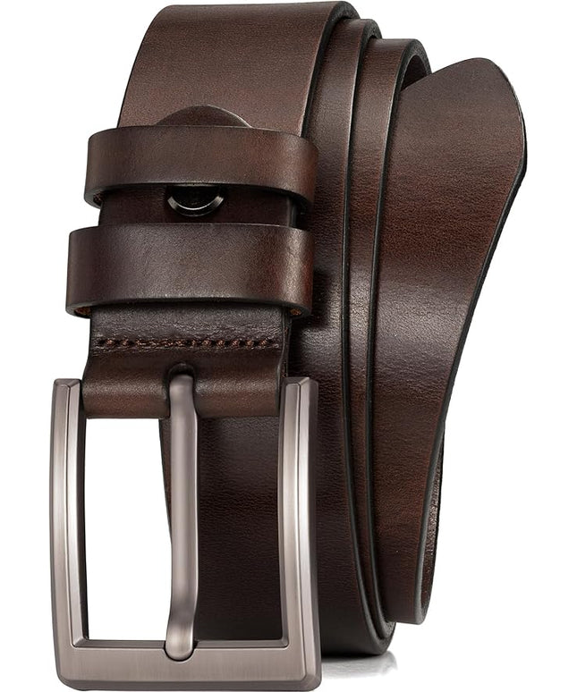 WOLFANT Men's 1.5" Full Grain Leather Belt,100% Italian Real Solid Leather