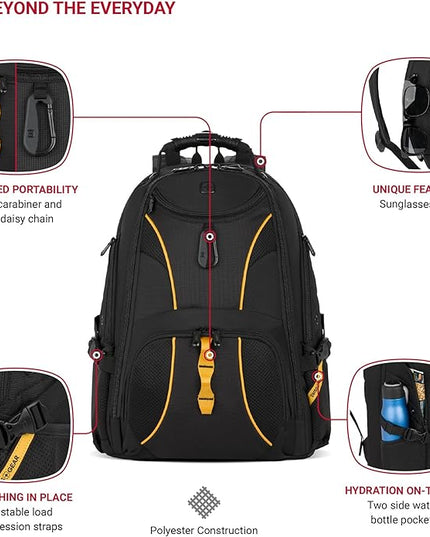 SwissGear 1900 Scansmart TSA 17 Laptop Backpack, Black/Gold, 19-Inch