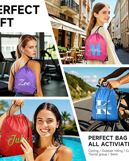 Custom Drawstring Backpacks With Your Logo, 1 Pack Personalized Text Drawstring Bags String Bag Bulk, Great for Travelling, Gym and for Everyday Use (Yellow)