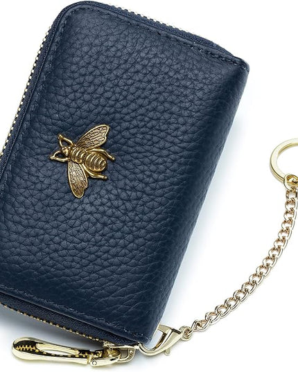 imeetu RFID Credit Card Holder, Small Leather Zipper Card Case Wallet for Women