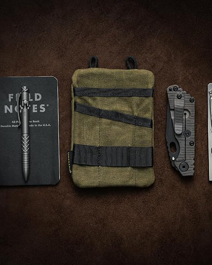 VIPERADE VE1-OW EDC Pouch, Waxed Canvas Pocket Organizer, EDC Pocket Organizer Pouch for Men, 3 Tool Slots with 1 Zipper Pocket Great for EDC Gears