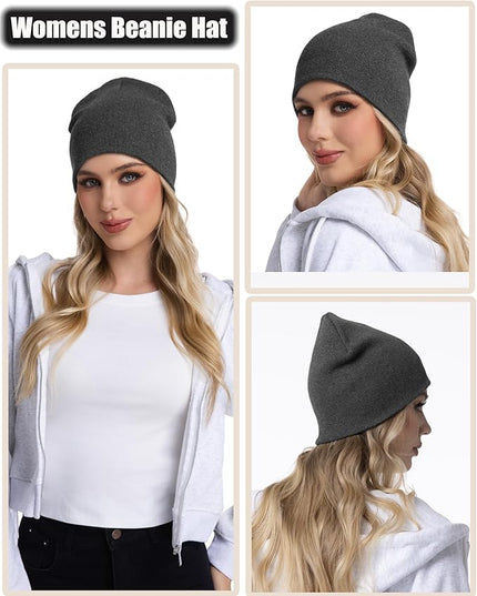 choshion 100% Cotton Beanie Hat, Cuffless Beanies Warm Knit Winter Skull Cap, Unisex Soft Fisherman Hats for Women Men