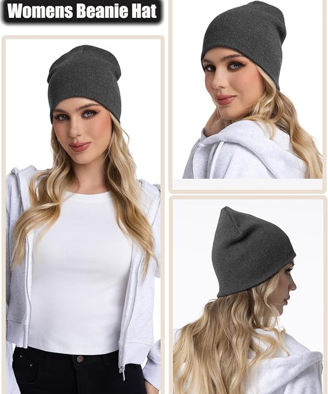 choshion 100% Cotton Beanie Hat, Cuffless Beanies Warm Knit Winter Skull Cap, Unisex Soft Fisherman Hats for Women Men
