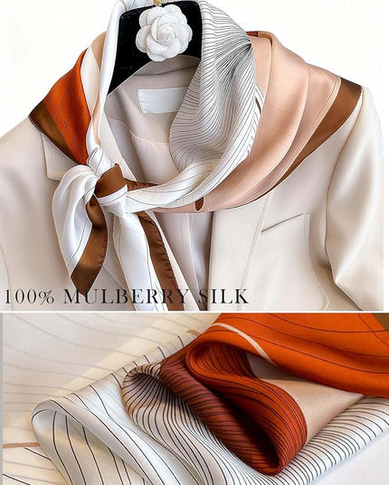 100% Mulberry Silk Scarf for Women Hair Lightweight Square Neckerchief Wrap For Head Scarves 21"