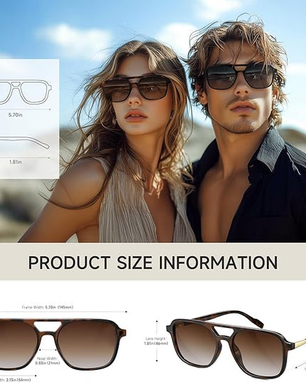 Retro Aviator Sunglasses for Women Men:Polarized Trendy Vintage 70s Rectangle Womens Shades Sun Glasses UV Protection