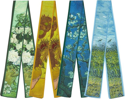 4 Pack Purse Scarf Handbags Skinny Twill Hair Scarves Narrow Neck Scarf Band Women Fashion Accessories Bag Charms