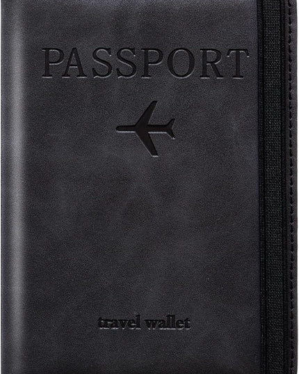 Passport Holder for Travel Women and Men RFID Passport Holder with Card Slots Holder Passport Case Passport cover Passport Wallet Travel Essentials and Accessories (Elastic, Black)