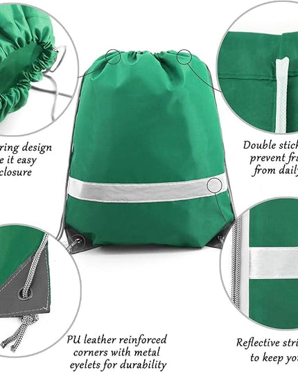BeeGreen Drawstring Backpack Bags 20,30,50 Packs Reflective String Bags for Gym Sport Trip Cinch Sack DIY for Women Men