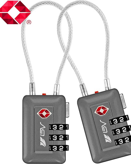 TSA Accepted Luggage Travel Lock, Set-Your-Own Combination Lock for School Gym Locker, Luggage Suitcase Baggage Locks, Filing Cabinets, Toolbox, Case (Slate Gray, 2 Pack)