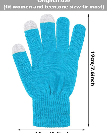 Pangda 12 Pairs Winter Touch Screen Gloves for Men Women Stretch Knitted Texting Gloves Warm Windproof Solid Color Mittens