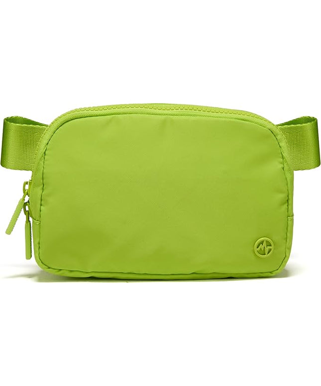 Pander Two Way Zipper Fanny Pack Nylon Everywhere Belt Bag for Women, Water Repellent Waist Packs, Crossbody Bags with Adjustable Strap(Grape Green).