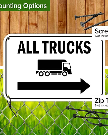 All trucks With Right Arrow Sign, 12x18 Inches, 55 mil thick HDPS (high density polystyrene), Made in USA by My Sign Center