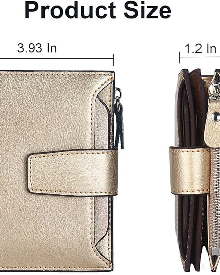 Lavemi Small Compact Women Wallet RFID Blocking Genuine Leather Bifold Purse with ID Windows