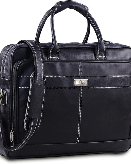 18 Inch Leather Laptop Bag for Computer Bag for Men– Supple Genuine Leather Briefcases for Men W/Padded Laptop Case Leather