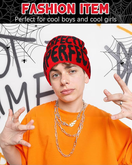 Toulite 12 Pieces Y2K Spider Web Beanie Gothic Graphic Beanies Outdoor Winter Warm Knitted Hat for Men Women