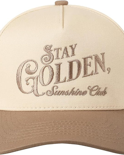 MIRMARU Two-Tone Vintage Canvas Trucker Hats for Men & Women, Adjustable Size Baseball Caps with Trendy Embroidered Design