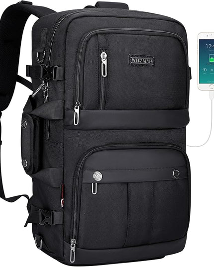 WITZMAN Carry on Travel Backpack for Men Women Laptop Backpack with USB Charging Port Airline Approved(B683 Classic Black)