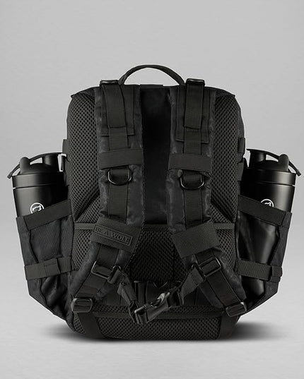 WOLFpak 35L Athletic Gym Backpack - Durable 1000D Waterproof Oxford Material with MOLLE Webbing, Laptop Pocket & Dual Cup Holders, Durable Fitness/Travel/Military Daypack (Black Leopard)