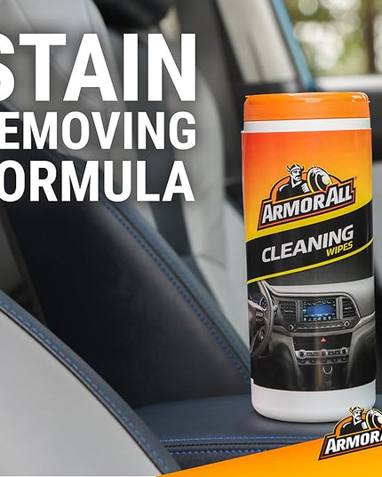 Armor All Interior Car Cleaning Wipes,Canister,Powerful Cleaning for Dashboards,Vinyl,Clear Plastics,Carpet and Fabric,25 Count (Pack of 6)