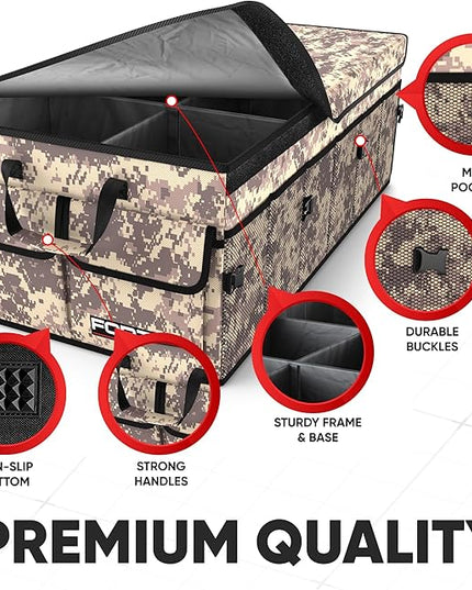 FORTEM Trunk Organizer For SUV Car Trunk Organizer, Foldable Storage, Car Accessories for Women Men, Collapsible Bag, Perfect Christmas Gifts, 600D Oxford, Non Slip Bottom, Straps, Soft Cover (85L)