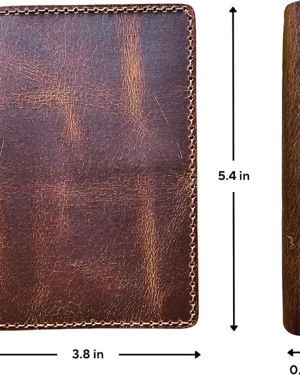 Leather Passport Holder for Men and Women - Handmade Vintage Travel Wallet - Mens Passport Case with Card Organizer - Genuine Leather Passport Cover - 4 Card Slots (Style B)