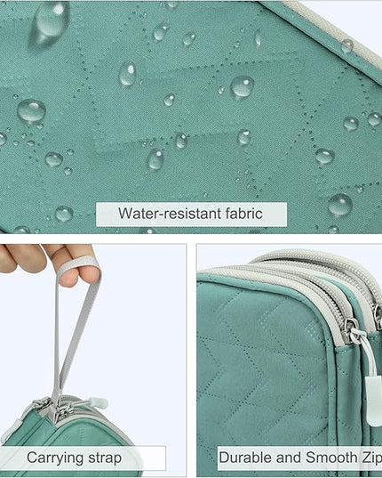 FYY Electronic Organizer, Travel Cable Organizer Bag Pouch Electronic Accessories Carry Case Portable Waterproof Double Layers All-in-One Storage Bag for Cable, Cord, Charger, Phone,-Pattern Green
