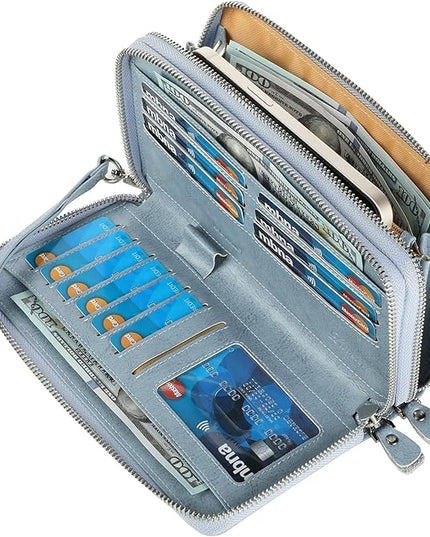 Lavemi Small Compact Women Wallet RFID Blocking Genuine Leather Bifold Purse with ID Windows