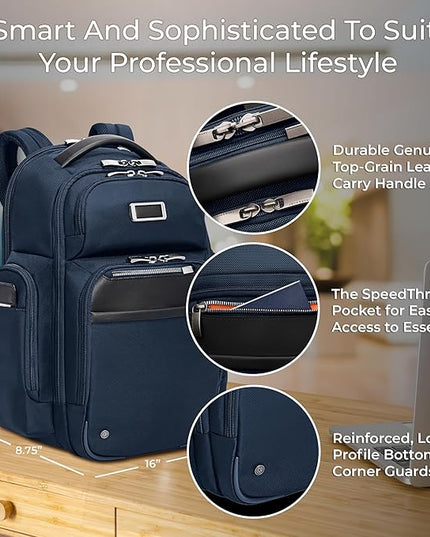 Briggs & Riley Large Cargo Backpack for Women & Men - Laptop Backpack, For Work & Travel, Spacious & Durable, Padded Straps, Fits up to 17" Laptop - @work Collection, Navy
