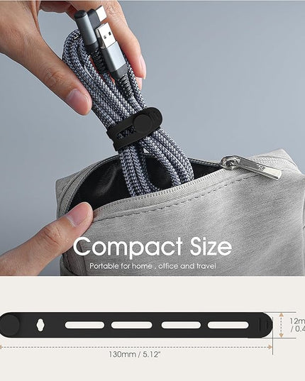 20Pcs Nearockle Silicone Cable Ties, 5.12 Inch Adjustable Cord Organizer Reusable Zip Ties for Charging Cords Earphone Computer Wire, Office Desk Cable Management Travel Accessories(Black)