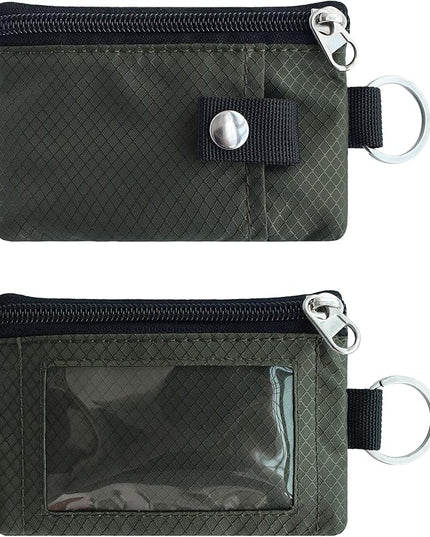 Minimalist RFID Blocking Small Wallet with ID Window,WaterResistant Zip Id Case Wallet with Lanyard Keychain for Cards,Cash,Travel,Women,Men