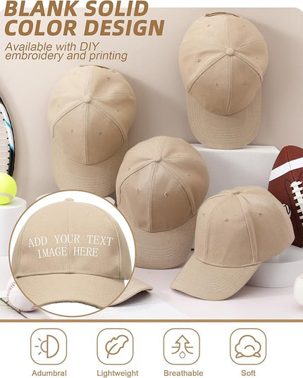 Handepo 24 Pcs Blank Baseball Cap Adjustable Back Strap Plain Blank Camouflage Hat Unisex Baseball Cap for Trucker Men Women