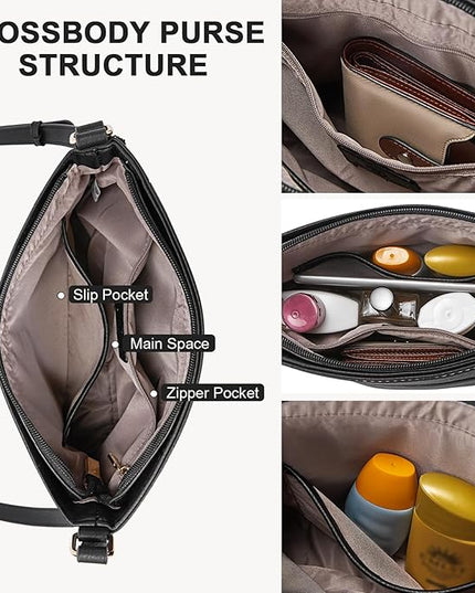 BOSTANTEN Crossbody Purses for Women Medium Shoulder Bag Quilted Handbags with Zipper Pocket