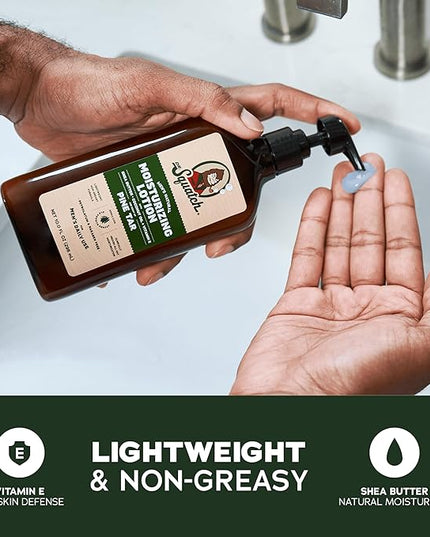 Dr. Squatch Natural Hand and Body Lotion for Men - Made with Shea Butter, Coconut Oil, Vitamin E for 24-Hr Moisturization - Pine Tar (10 fl oz, 2-Pack)