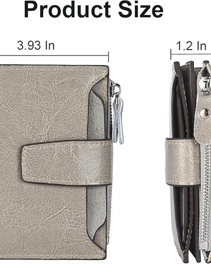 Lavemi Small Compact Women Wallet RFID Blocking Genuine Leather Bifold Purse with ID Windows