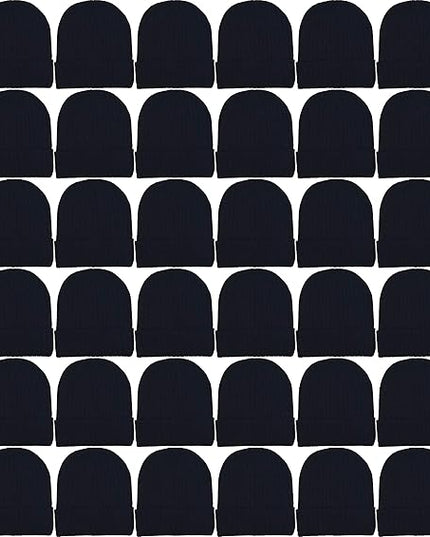 48 Pack Winter Beanies, Bulk Cold Weather Warm Knit Skull Caps, Mens Womens Unisex Hats