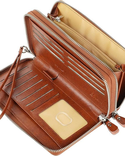 Lavemi Small Compact Women Wallet RFID Blocking Genuine Leather Bifold Purse with ID Windows