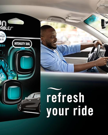 Febreze Car Air Freshener, Odor-Fighting Automotive Vent Clip, Scented Car Accessories, Long Lasting for Strong Odors, Unique Stocking Stuffer, Unstopables Fresh Scent, .07 fl oz, Blue, 4 Count